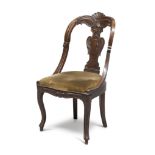 SMALL ARMCHAIR IN MAHOGANY, 19TH CENTURY pierced lyre back, saber legs. Measures cm. 90 x 47 x 50.