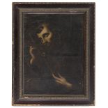 FLORENTINE PAINTER, 17TH CENTURY ST. FRANCIS IN PRAYER WITH CRUCIFIX Oil on canvas, cm. 65 x 49,5