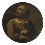 LOMBARD PAINTER, 18TH CENTURY ST. PIETRO Oil on paper applied on round panel, diameter cm. 20