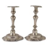 PAIR OF CANDLESTICKS IN SILVER, KINGDOM OF THE TWO SICILIES, NAPLES 18TH CENTURY with cylindrical