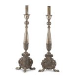 PAIR OF CANDLESTICKS IN SILVER, PUNCH MILAN 1944/1968 of eighteenth-century style, shaft coated with