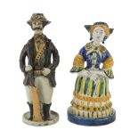 TWO SCULPTURES IN CERAMICS, PROBABLY CALTAGIRONE, EARLY 20TH CENTURY in polychromy, in use as