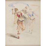 GIOVANNI LESSI (Florence 1852 - 1922) ARABIC DANCERS Watercolour on paper, cm. 40 x 30 Signed bottom