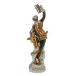 PORCELAIN SCULPTURE, EARLY 20TH CENTURY in polychromy, representing Harlequin dancing and