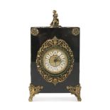 SMALL TABLE CLOCK, EARLY 20TH CENTURY with box in lacquered metal and applications in gilded