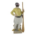 PORCELAIN SCULPTURE, MEISSEN EARLY 20TH CENTURY in polychromy, representing a masked gondolier.