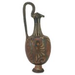 APULIAN OINOCHOE, LATE 4TH CENTURY B.C. red-figured in chamois clay, shining black varnish, white