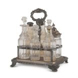 CRUET IN SILVER-PLATED METAL, UNITED KINGDOM EARLY 20TH CENTURY with bottles in cut glass and edge