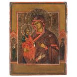 RUSSIAN PAINTER, EARLY 19TH CENTURY THE MADONNA OF THE THREE HANDS Oil on panel icon, cm. 8 x 14