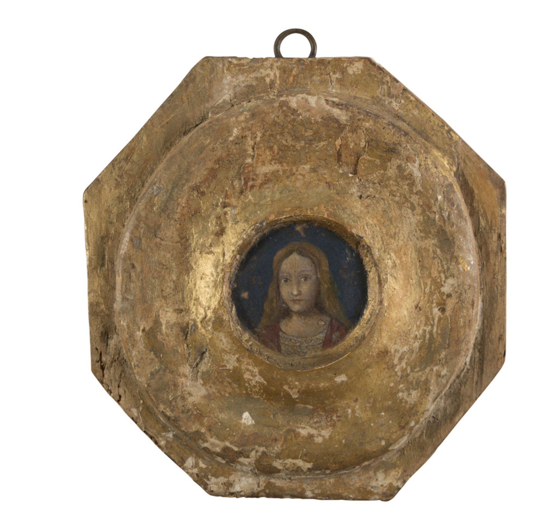 VENETIAN PAINTER, FIRST HALF OF 16TH CENTURY JESUS' FACE (?) Oil on panel, diameter, cm. 5,5 - Image 2 of 2