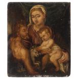 VENETIAN PAINTER, 16TH CENTURY VIRGIN AND CHILD WITH JOHN THE BAPTIST Oil on panel, cm. 49 x 41,5