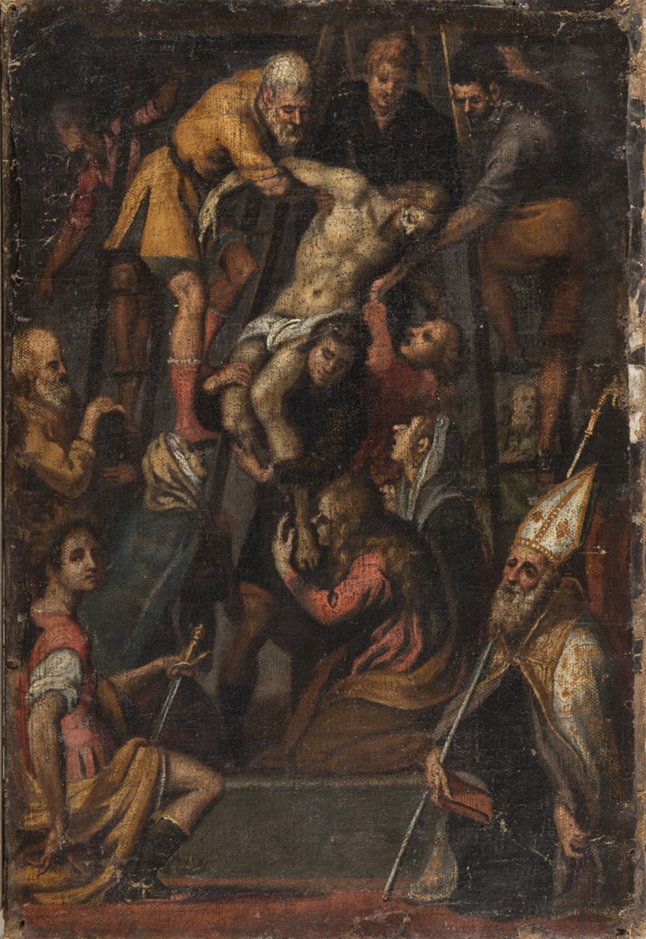 FLORENTINE PAINTER, 17TH CENTURY CHRIST TAKEN DOWN FROM THE CROSS Oil on canvas, cm. 52,5 x 35,5