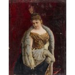 FILIPPO FRANZONI (Locarno 1857 - Mendrisio 1911) NOBLEWOMAN'S PORTRAIT WITH FUR AND DIADEMS oil on