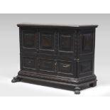 CHESTNUT-TREE SIDEBOARD, PROBABLY PIEDMONT ANTIQUE ELEMENTS moulded front, double order of three