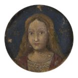 VENETIAN PAINTER, FIRST HALF OF 16TH CENTURY JESUS' FACE (?) Oil on panel, diameter, cm. 5,5