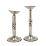 TWO SILVER CANDLESTICKS, PUNCH FLORENCE POST 1968 shaft pierced to leaves. Silversmith Athos