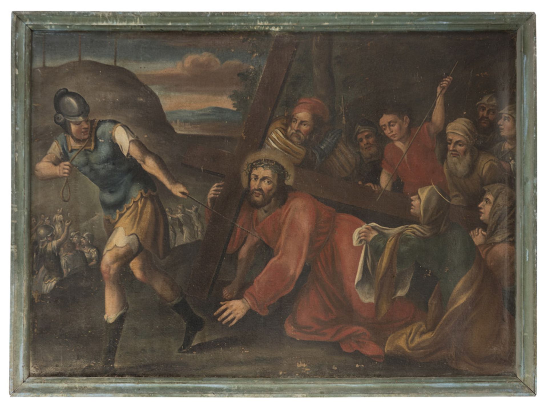 LATE MANNERIST TUSCAN ROMAN PAINTER CHRIST WITH CROWN OF THORNS FLAGELLATION CHRIST AND VERONICA