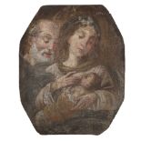 CENTRAL ITALIAN PAINTER, 17TH CENTURY HOLY FAMILY Octagonal oil on panel, cm. 22,5 x 18,5 PROVENANCE