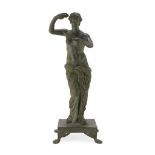 BRONZE SCULPTURE, ITALY LATE 18TH, EARLY 19TH CENTURY green patina, representing Roman woman in