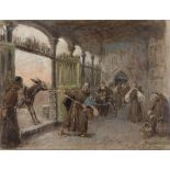 FRANCESCO BERGAMINI (Rome 1851 - 1900) BALKY MULE Oil on canvas, cm. 19 x 25 Signed bottom right