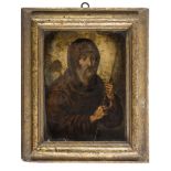 UNKNOWN PAINTER, 17TH CENTURY ST. FRANCIS OF PAOLA Oil on copper, cm. 19 x 14,5 Gilded frame