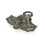 SMALL INKWELL IN BRONZE AND ENAMELS, RUSSIA LATE 19TH CENTURY decorated with polychrome enamels.