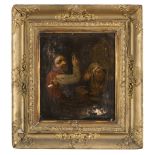 FLEMISH PAINTER, 19TH CENTURY DRINKER IN AN INN Oil on panel, cm. 26 x 23 Framed PROVENANCE