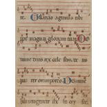 MUSIC SHEET, 17TH CENTURY on parchment. Measures cm. 24 x 17. Framed. CARTA MUSICA, XVII SECOLO su