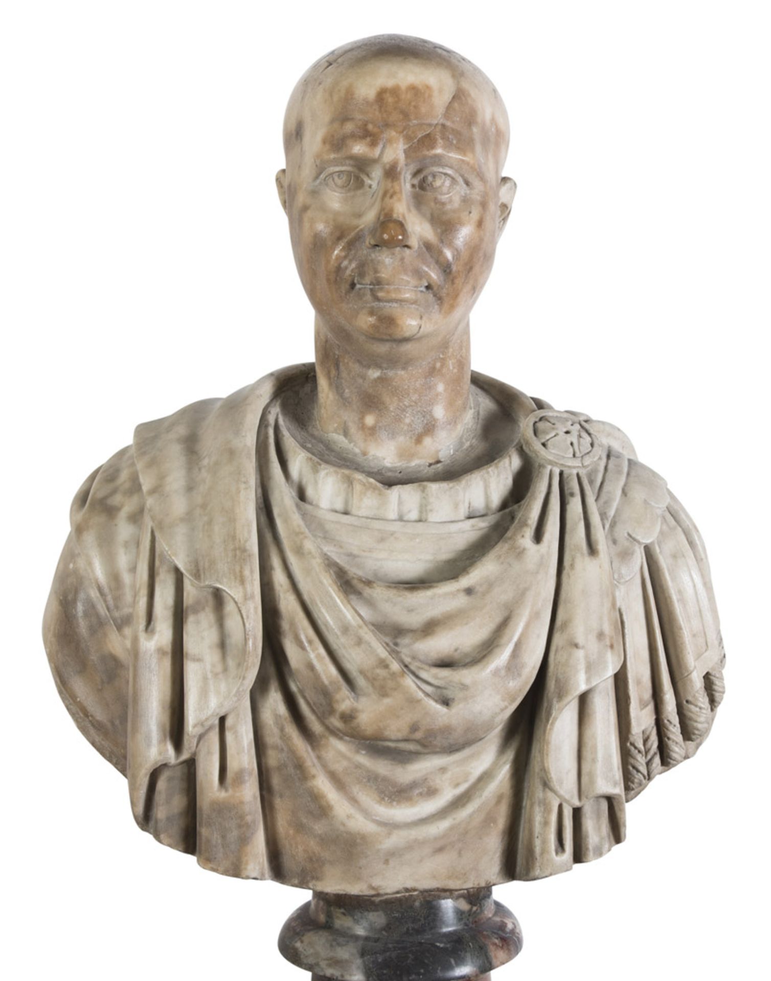 BUST OF SCIPIO AFRICANUS, LATE 17TH CENTURY in white statuary marble, with plinth foot in African - Bild 2 aus 2