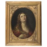 BOLOGNESE PAINTER, 17TH CENTURY MARIA MADDALENA, AFTER GUIDO RENI Oil on oval canvas, cm. 40 x 32