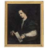 VENETIAN PAINTER, 16TH CENTURY WOMAN'S PORTRAIT WITH BOOK Oil on canvas, cm. 95 x 65 PROVENANCE