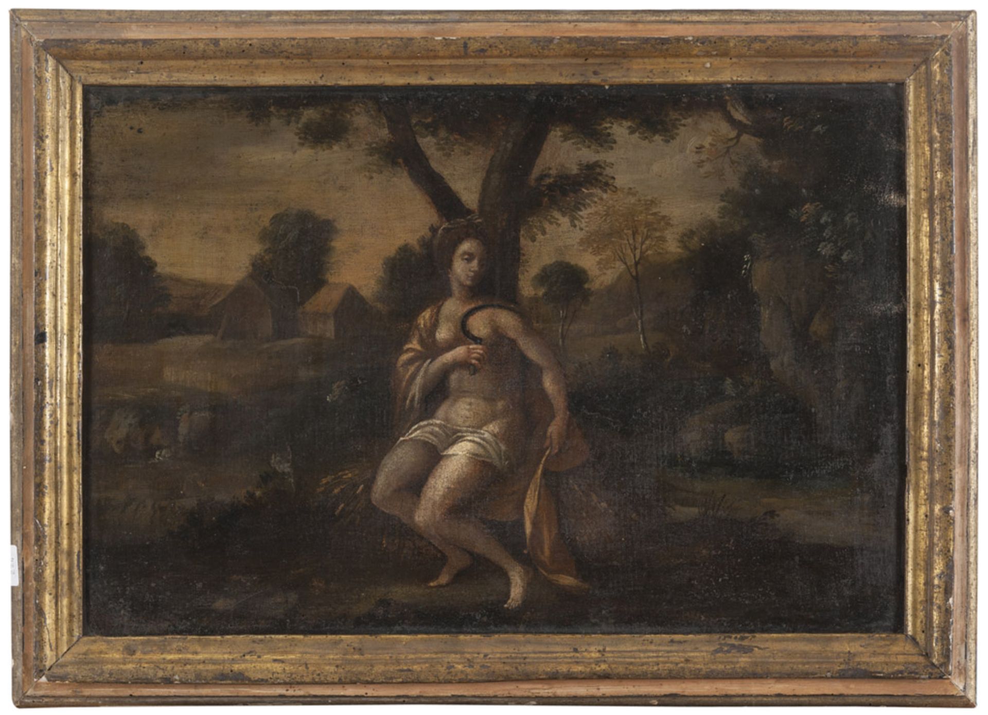 VENETIAN PAINTER, EARLY 17TH CENTURY ALLEGORY OF THE SUMMER Oil on canvas cm. 38 x 55 Gilded frame