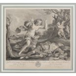 ENGRAVER 18TH CENTURY VENUS AND ADONIS, AFTER GUERCINO Etching, cm. 40 x 45 Subtitled Loose sheet