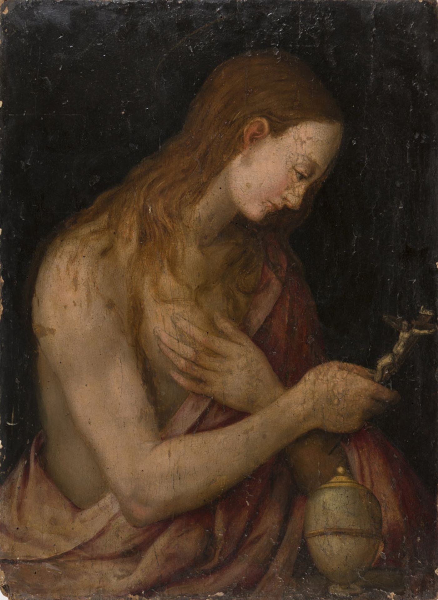 BERNARDINO LUINI, workshop of (Dumenza 1481 - Milan 1532) PENITENT MARY MAGDALENE Oil on panel,