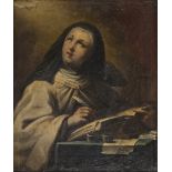 ROMAN PAINTER, EARLY 19TH CENTURY THE HOLY SPIRIT APPEARS TO ST TERESA OF AVILA Oil on canvas, cm.