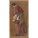 ITALIAN PAINTER, 19TH CENTURY The Cardinal Oil on cardboard, cm. 32 x 16 Signed and dedicated bottom