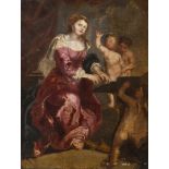 FLEMISH PAINTER, END 18TH CENTURY ST. CECILIA Oil on panel, cm. 28 x 21 Label with inscription 'J