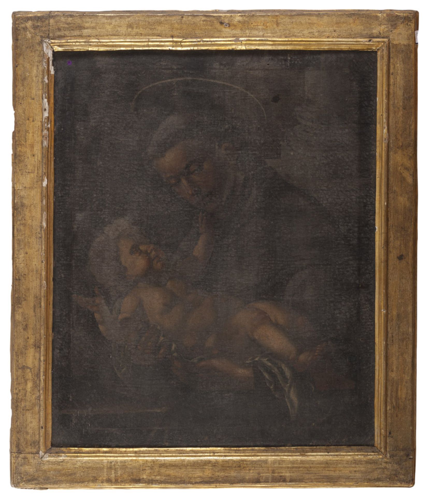 ITALIAN PAINTER, 17TH CENTURY SANT'ANTHONY ADORING THE CHILD Oil on canvas, cm. 90 x 74 PROVENANCE