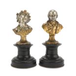 FRENCH SCULPTOR, LATE 19TH CENTURY BUST OF J.P. BERANGER BUST OF LISETTE A pair of busts in gilded