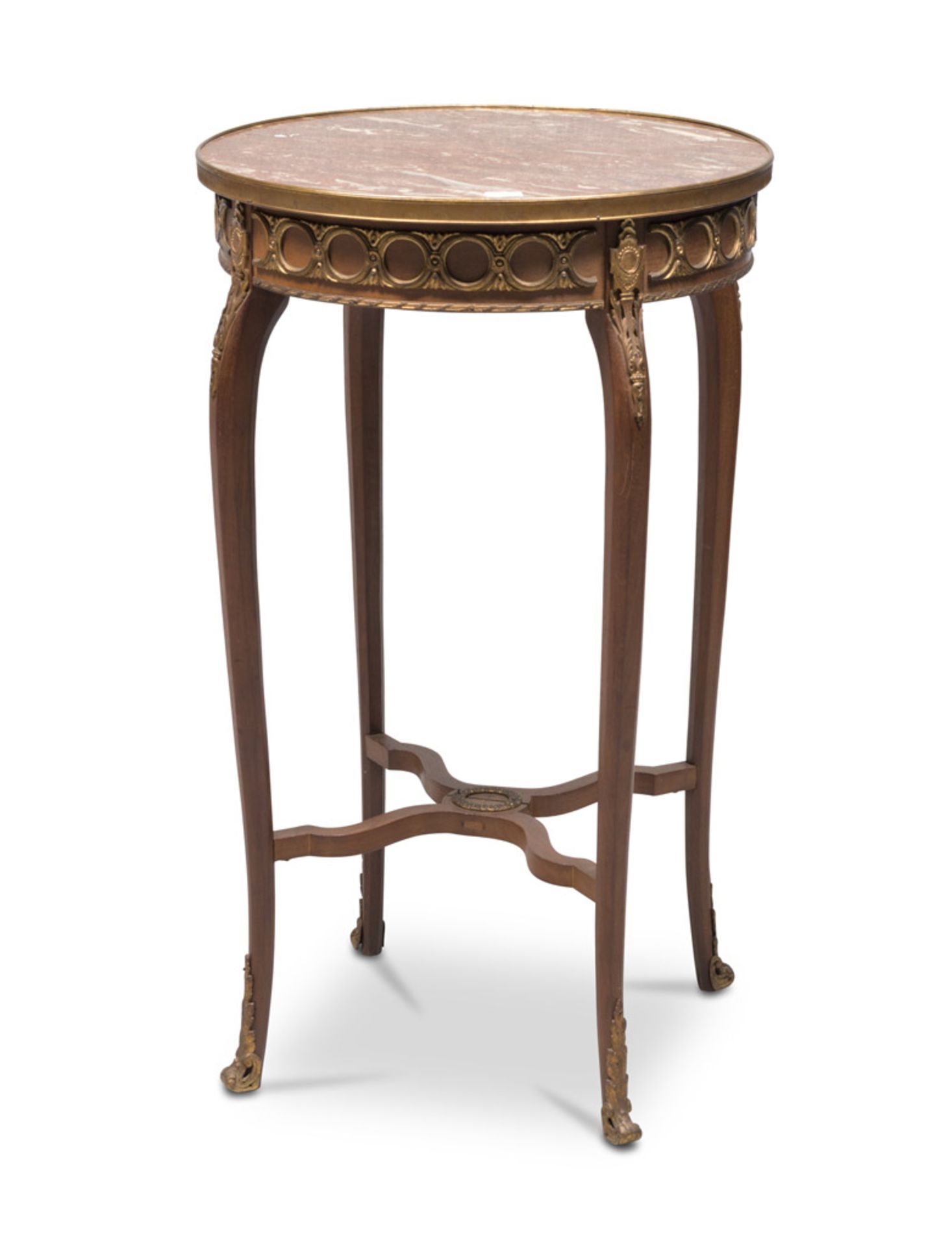 SMALL MAHOGANY TABLE, FRANCE 19TH CENTURY round top in red breach, four cabriole legs. Beautiful