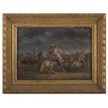 ENGLISH PAINTER, 19TH CENTURY BATTLE Oil on panel, cm. 23 x 33 Signed 'A. Bernard', bottom left