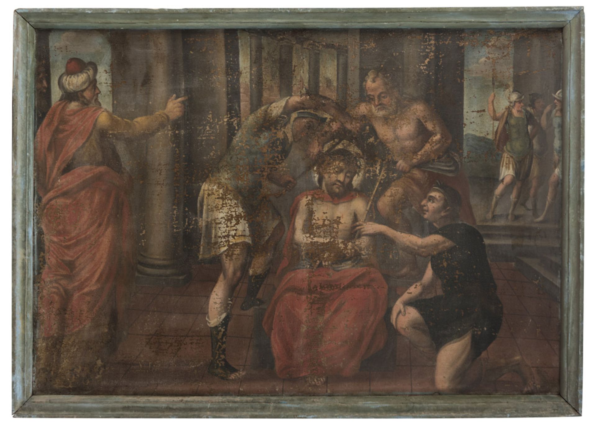 LATE MANNERIST TUSCAN ROMAN PAINTER CHRIST WITH CROWN OF THORNS FLAGELLATION CHRIST AND VERONICA - Image 2 of 3