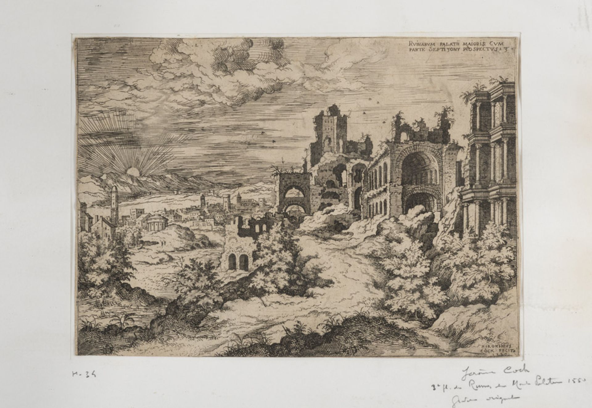 HIERONIMUS COCK (1518 - 1570) ROMAN RUINS Etching, cm. 20 x 28 Signed and dated 1550, bottom right