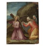 NORTH ITALIAN PAINTER, 17TH CENTURY CHRIST AND VERONICA Oil on copper, cm. 22,5 x 17 PROVENANCE