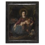 FLEMISH PAINTER, 17TH CENTURY VIRGIN AND CHILD WITH ST. JOHN INFANT Oil on copper, cm. 28,5 x 22