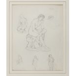 SCIPIONE TADOLINI (Rome 1822 - 1892) STUDIES OF FIGURES Six pencil drawings on paper, cm.26 x 20