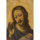 TUSCAN MANNERIST PAINTER, SECOND HALF OF THE 16TH CENTURY SALVATOR MUNDI Oil on panel, cm. 55 x 38