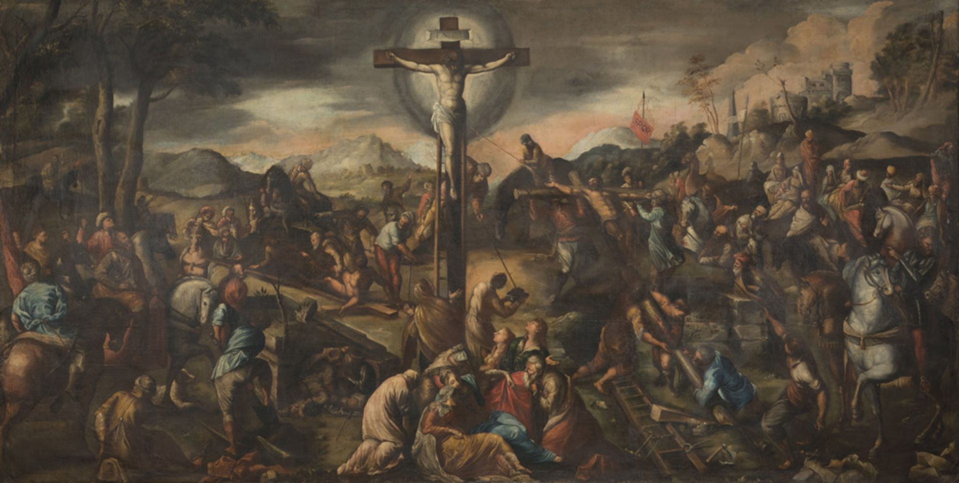 VENETIAN PAINTER, 17TH CENTURY CRUCIFIXION Oil on canvas, cm. 178 x 353 PROVENANCE Collection of