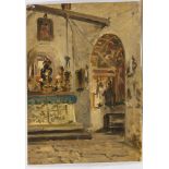 ITALIAN PAINTER, 19TH CENTURY INSIDE OF CHURCH Oil sketch on cardboard, cm. 23,5 x 17 Not signed