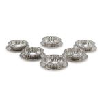SIX SMALL CUPS AND SIX SAUCERS IN SILVER, 20TH CENTURY moved borders. Measures cups, cm. 4 x 13,